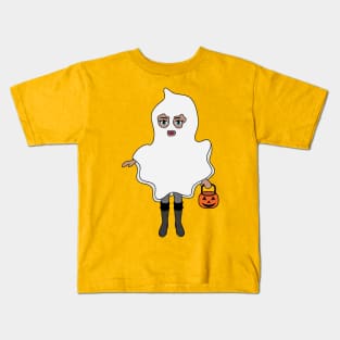 Ghost Halloween Trick or Treat Sticker 2 Kids T-Shirt